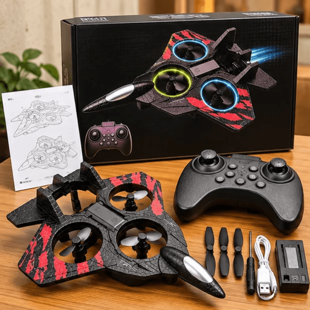 Power Propeller GYRO RC Foam Fighter Aircraft with Remote Control, 360° Stunt, LED Lights and USB Charging